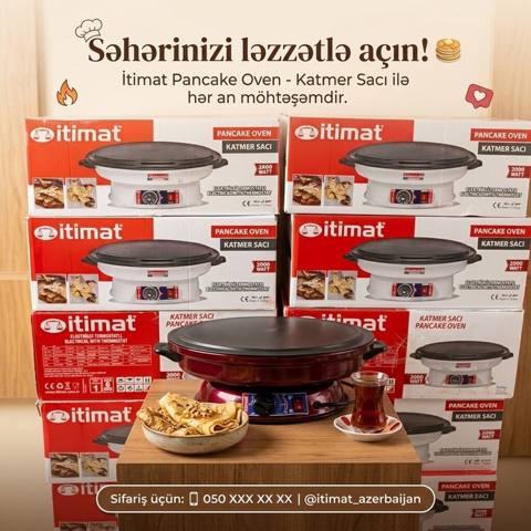İtimat Pancake Oven – Katmer Sacı - 2000–2800 W güc (modellərə görə) — Masazır