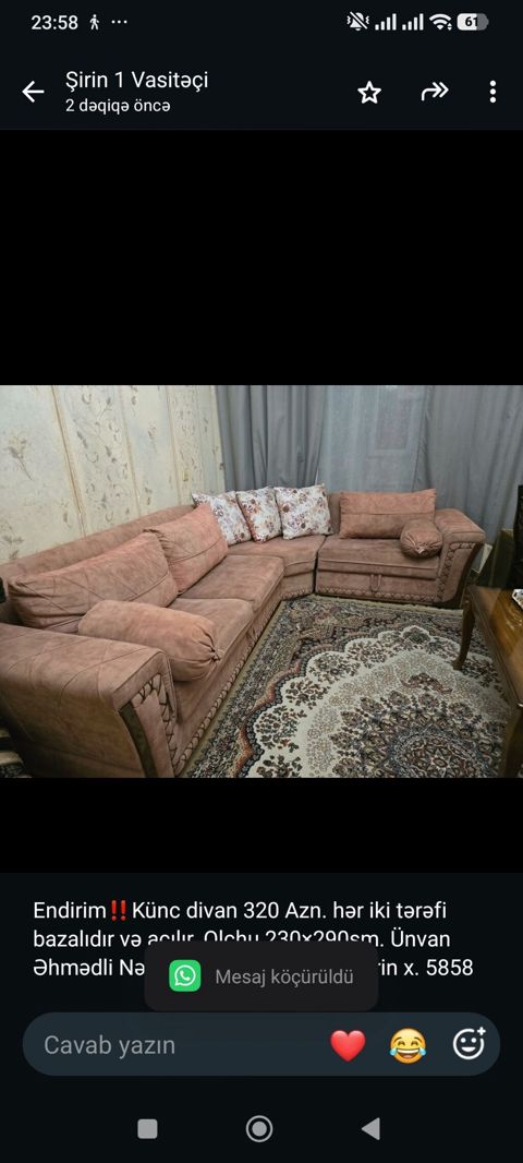 Endirim‼ Künc divan 320 Azn. hər iki tərəfi bazalıdır və açılır. Olchu — 320 ₼ · Bakı · Divanlər Endirim‼ Künc divan 320 Azn. hər iki tərəfi bazalıdır və açılır. Olchu — Bakı
