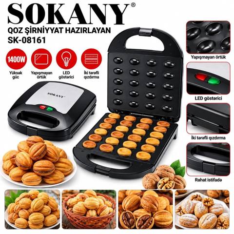 Sokany Qoz Şirniyyat Hazırlayan SK-08161 - Güc: 1400W – sürətli və — Bakı