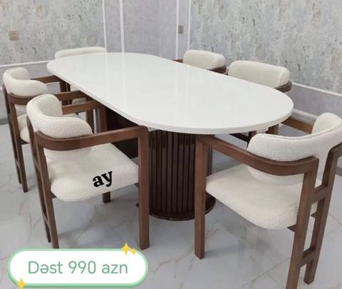 Yemək otağı üçün müasir masa-stul dəsti - Dəst 990 AZN (şəkildə — Sumqayıt