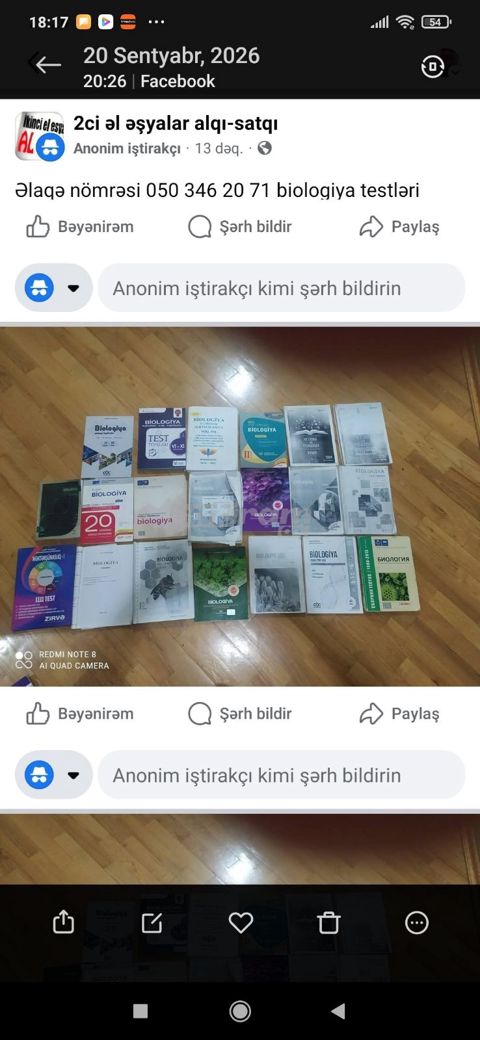 Ikinci əl biologiya test kitabları satilir — 3 ₼ · Bakı · Kitablar və jurnallar Ikinci əl biologiya test kitabları satilir — Bakı