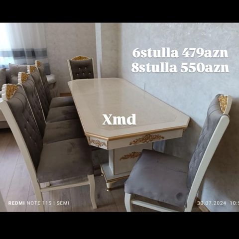 Yemək otağı dəsti – masa və stullar - Klassik dizaynlı, krem-ağ — 479 ₼ · Bakı · Masalar və stullar Yemək otağı dəsti – masa və stullar - Klassik dizaynlı, krem-ağ — Bakı
