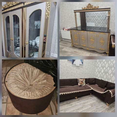 Qonaq otağı dəsti – Klassik-stil vitrin: şüşə qapılı, içi şüşə — Bakı
