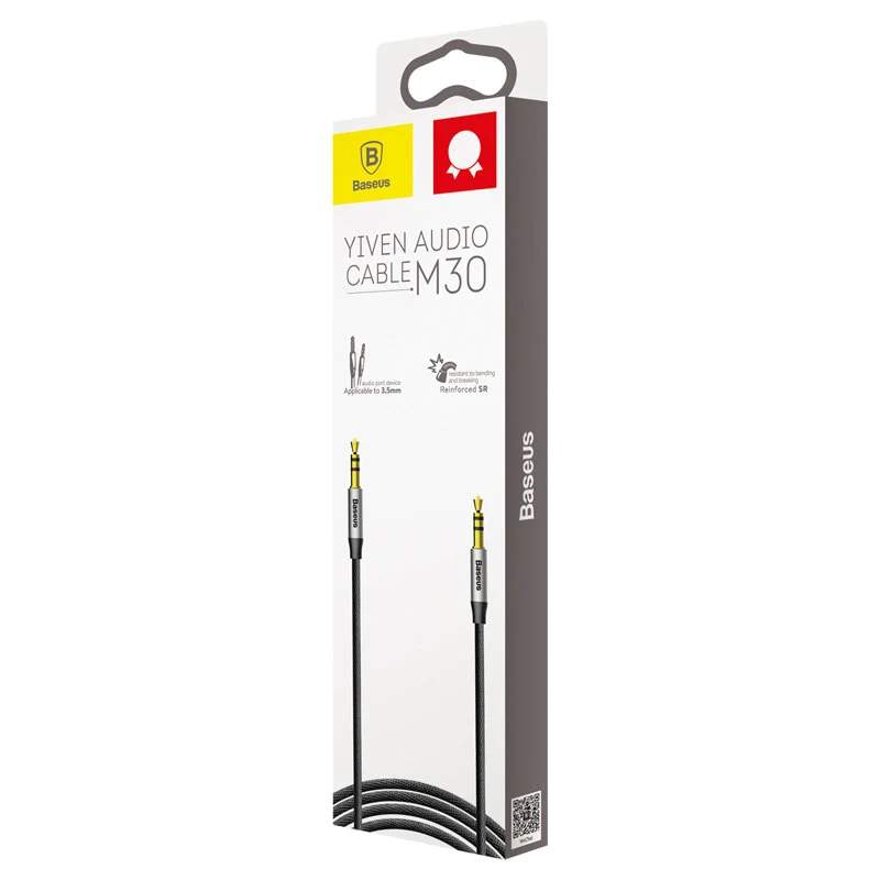 Baseus Yiven M30 AUX Kabel 1M - Silver+Black — Şarj cihazları, Bakı (4)