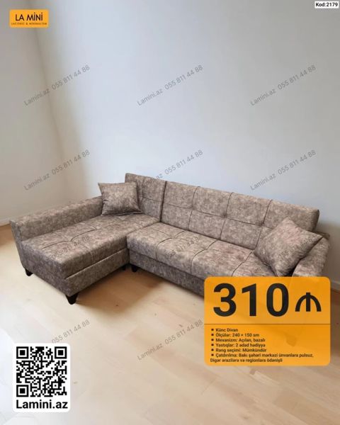 Künc divan – Kod: 2179 Xüsusiyyətlər: - Ölçü: 240 150 sm — Bakı