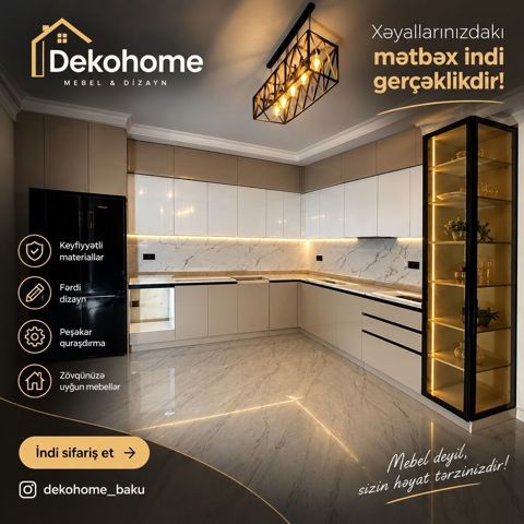 Sifarişlə mətbəx dəsti, Özü çəkən petlələr, Kredit yoxdur — 300 ₼ · Digah · Mətbəx mobilyası Sifarişlə mətbəx dəsti, Özü çəkən petlələr, Kredit yoxdur — Digah
