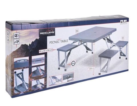 Seyr üçün yığılan masa Koopman 84х66х134 sm, PVC/alüminium, boz — Bakı
