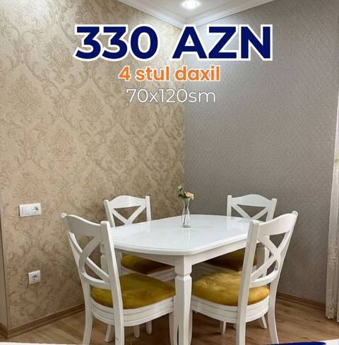 Mətbəx üçün, Yeni, Açılmayan, Oval masa, 4 stul — Bakı