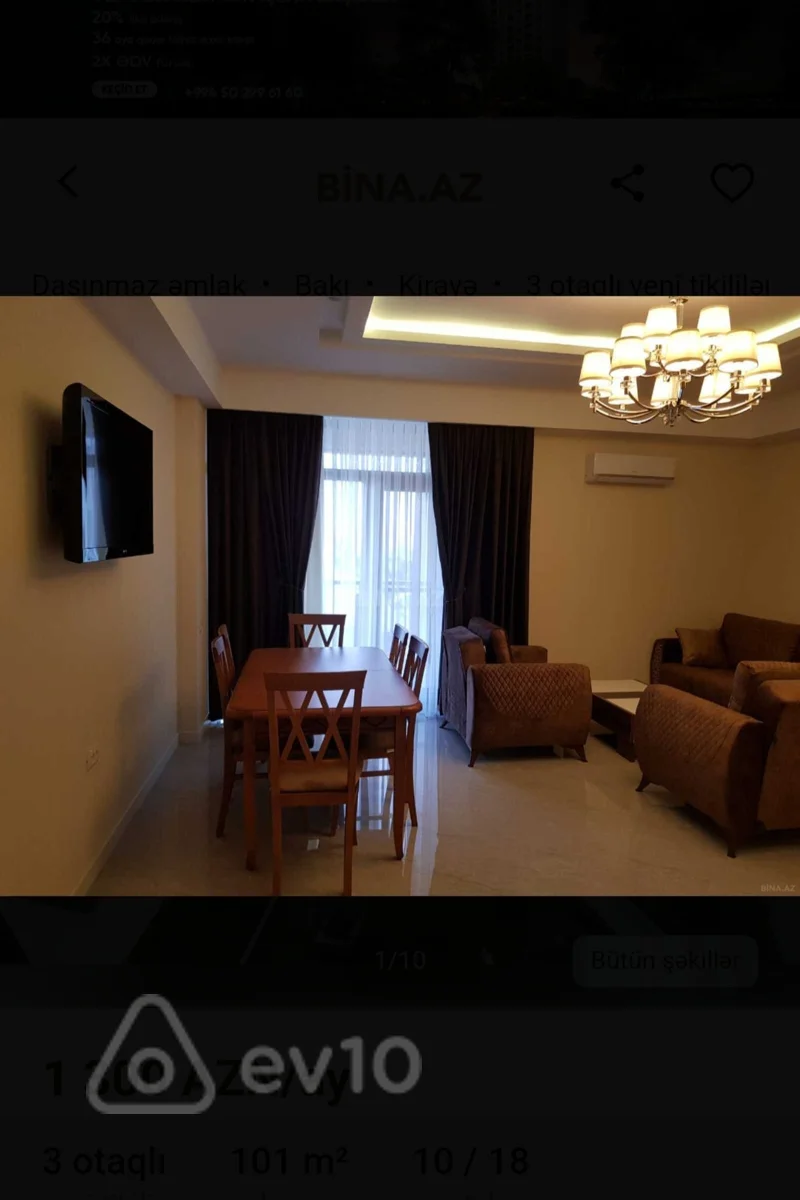 3 otaqlı mənzil, 101 m², Zahid — kirayə — Mənzil, Bakı (3)