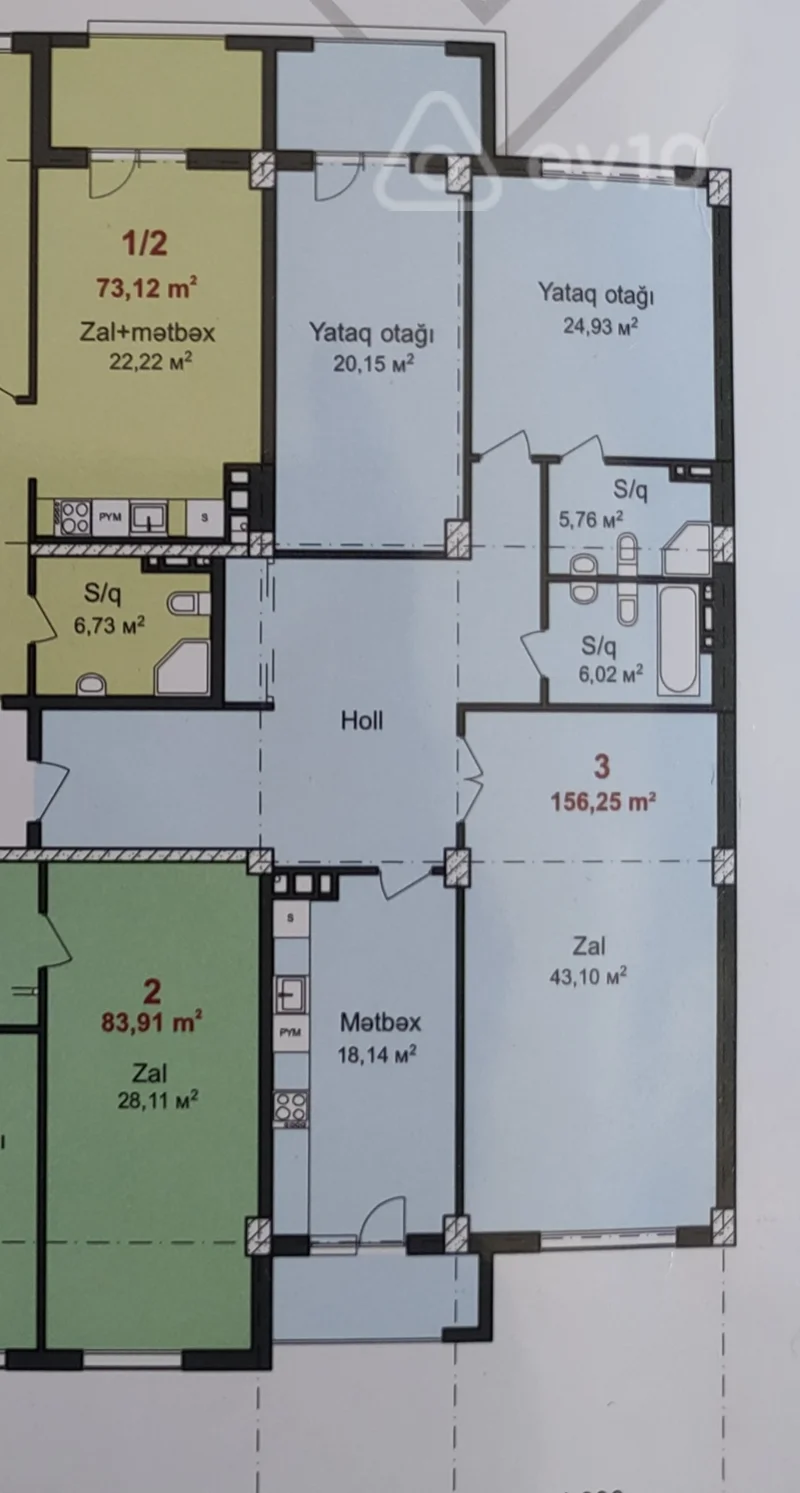 3 otaqlı mənzil, 156 m², Şirin Mirzəyev — Mənzil, Bakı (2)