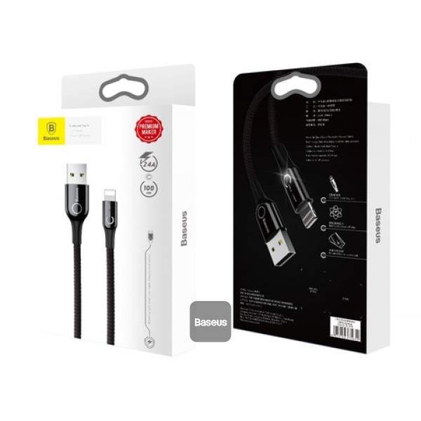Baseus C-shaped Light Intelligent Power-Off Kabel - Black — Şarj cihazları, Bakı (2)
