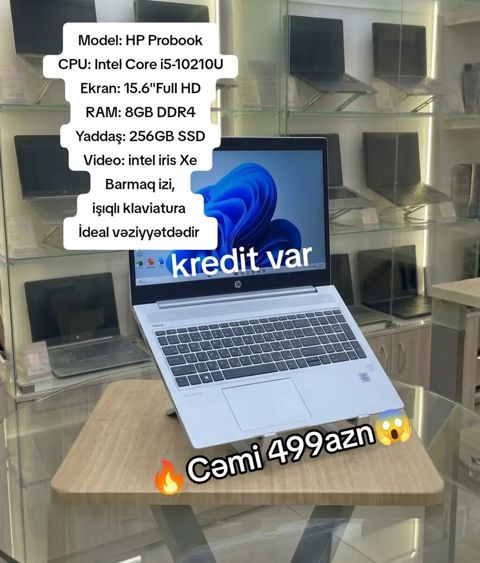 HP ProBook noutbuku - Prosessor: Intel Core i5‑10210U (4 nüvə, 8 — Bakı