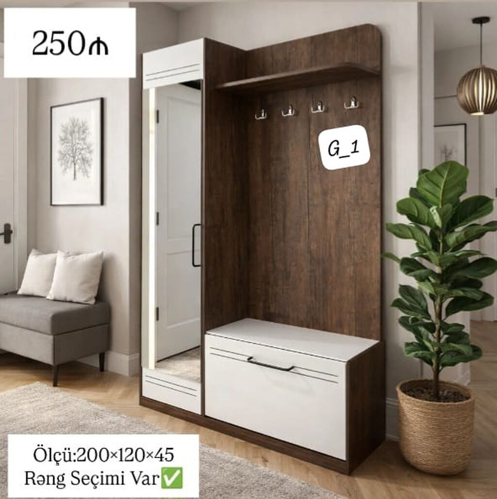 Dəhliz üçün çoxfunksiyalı dolab sistemi - Model: G_1 - Ölçü: 200 — Xol üçün, Sumqayıt
