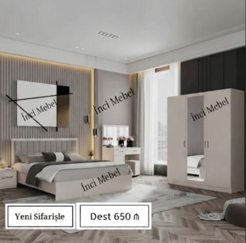 Yataq otağı dəsti – “İnci Mebel” Tərkibi: - Ikinefrli geniş çarpayı — Bakı