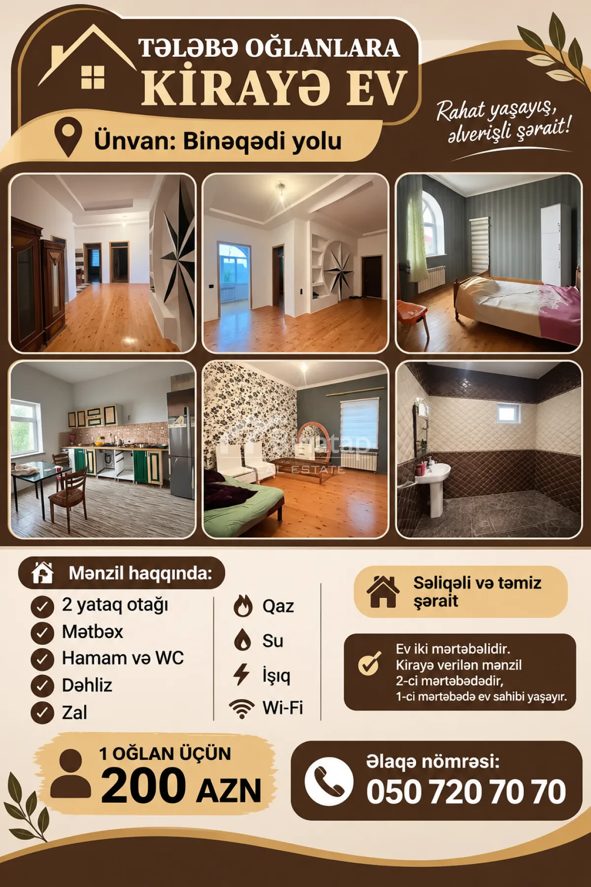 İcarəyə verilir 2 otaqlı həyət evi / bağ evi 170 m², Avtovağzal metrosu, Binəqədi rayonu — 200 ₼ · Bakı · Ev, villa İcarəyə verilir 2 otaqlı həyət evi / bağ evi 170 m², Avtovağzal metrosu, Binəqədi rayonu — Bakı