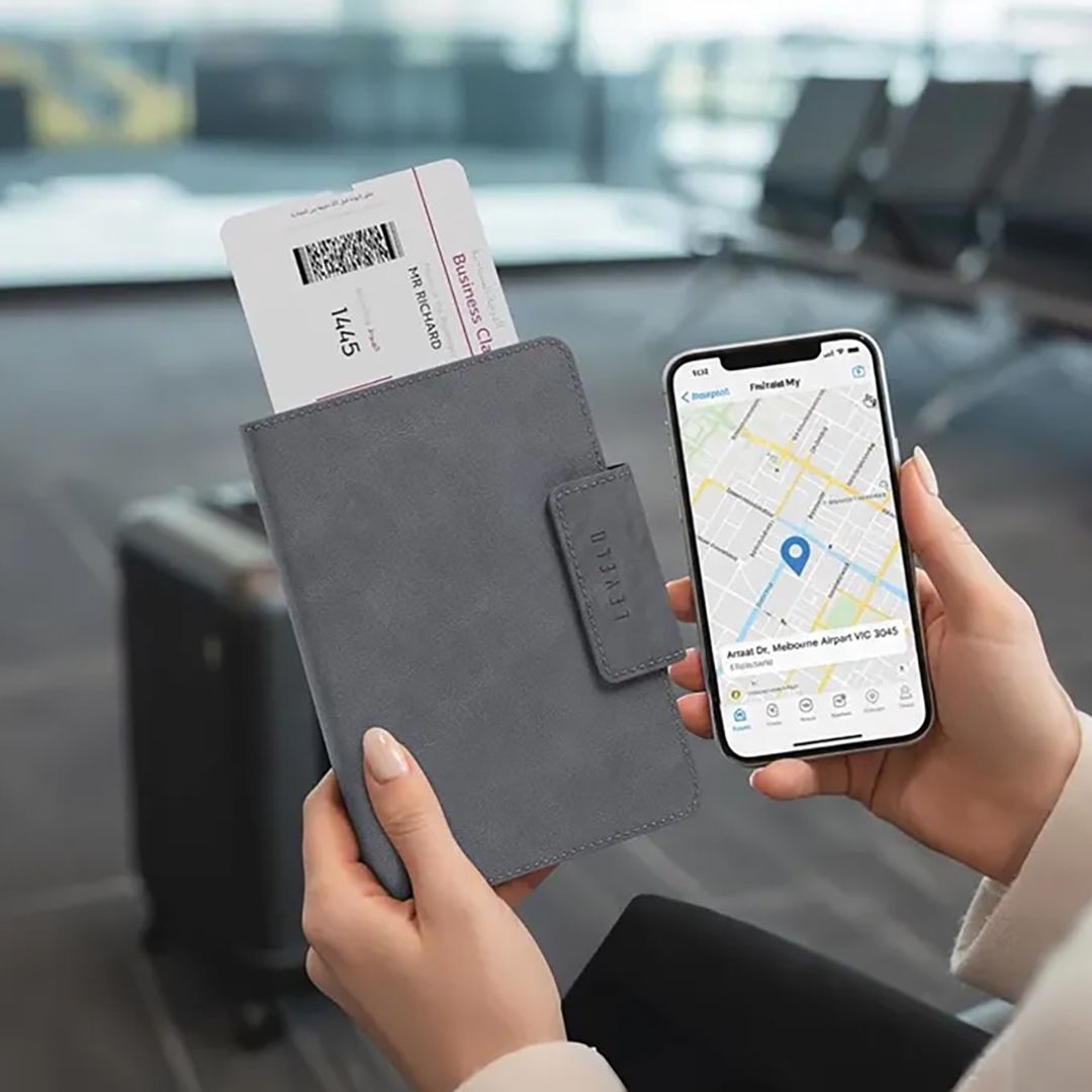Levelo Harbor Passport Holder with Find My Tracker Grey — İdman və istirahət, Bakı (2)