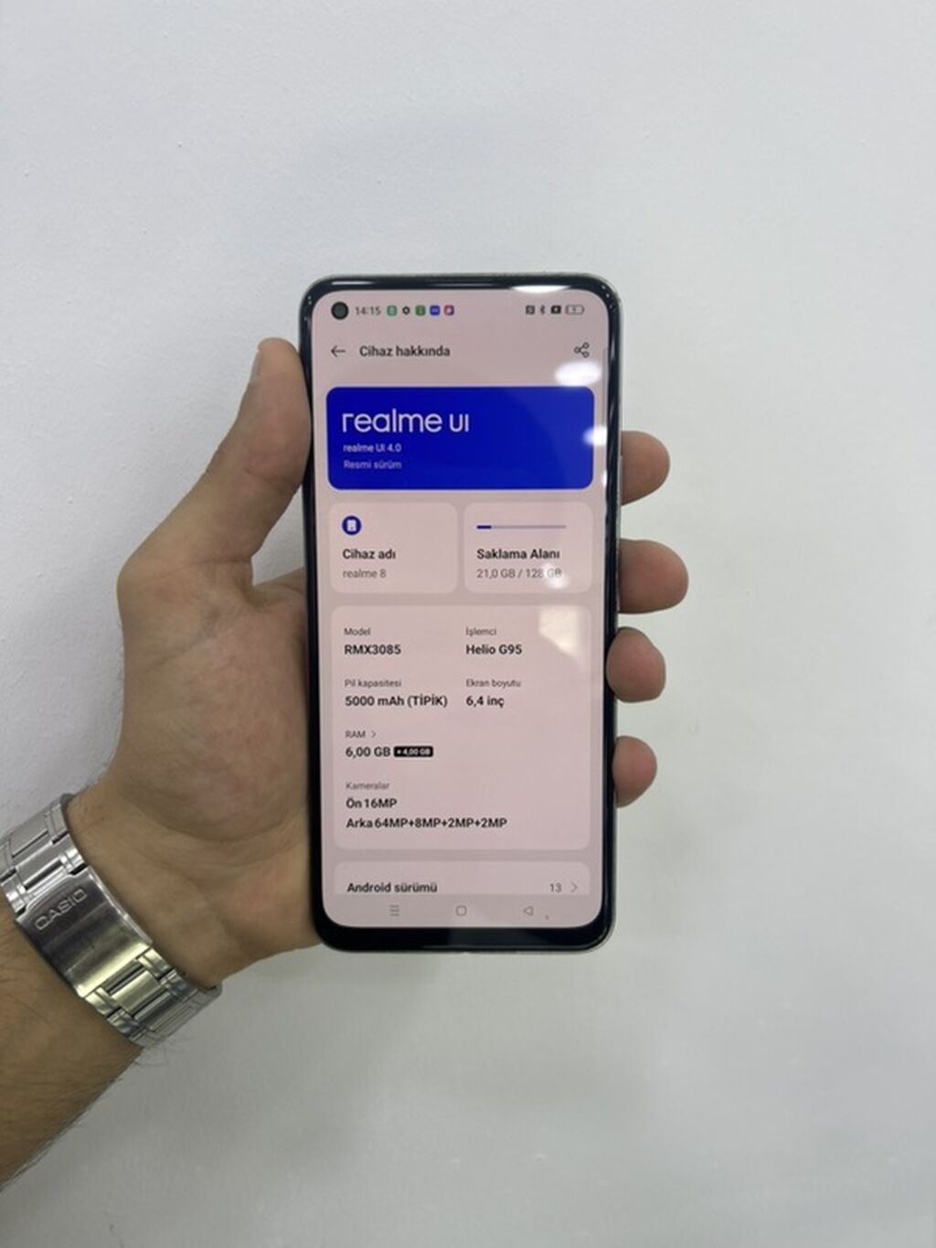 Realme 8, 128 GB, rəng - Gümüşü, Face ID — Realme, Gəncə (6)