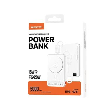 Recci RPB-W41 Magnetic Powerbank 5000mAh White — Powerbank-lər, Bakı (3)