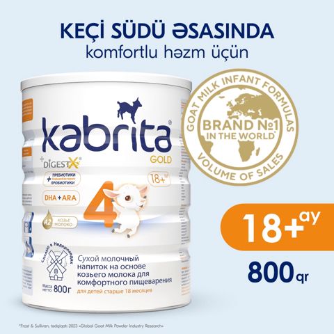 Quru südlü içki Kabrita 4 Gold keçi südü əsasında, 18 aydan, 800 q — Bakı