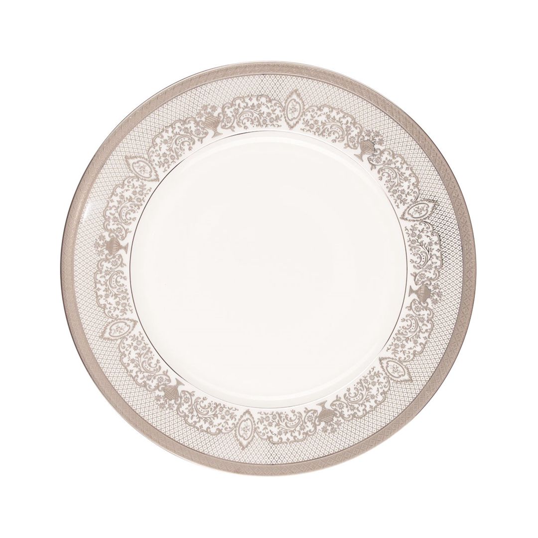 Stol servizi Gipfel Argento 40988 6 nəfərlik, 19 məhsul: yemək boşqabı 27sm, 6əd, qəlyanaltı boşqabı, 23sm, 6əd, şorba boşqabı, 23, 5sm, 6əd, salat üçün qab, 24sm, 1əd. Rəng: ağ gümüşü kant ilə. Material: premium farfor — Mallar, Bakı (2)