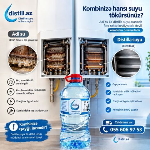 Distillə suyu (distill.az) Təsvir: - Kombi, qazanxana və istilik — 10 ₼ · Bakı · Qida məhsulları Distillə suyu (distill.az) Təsvir: - Kombi, qazanxana və istilik — Bakı