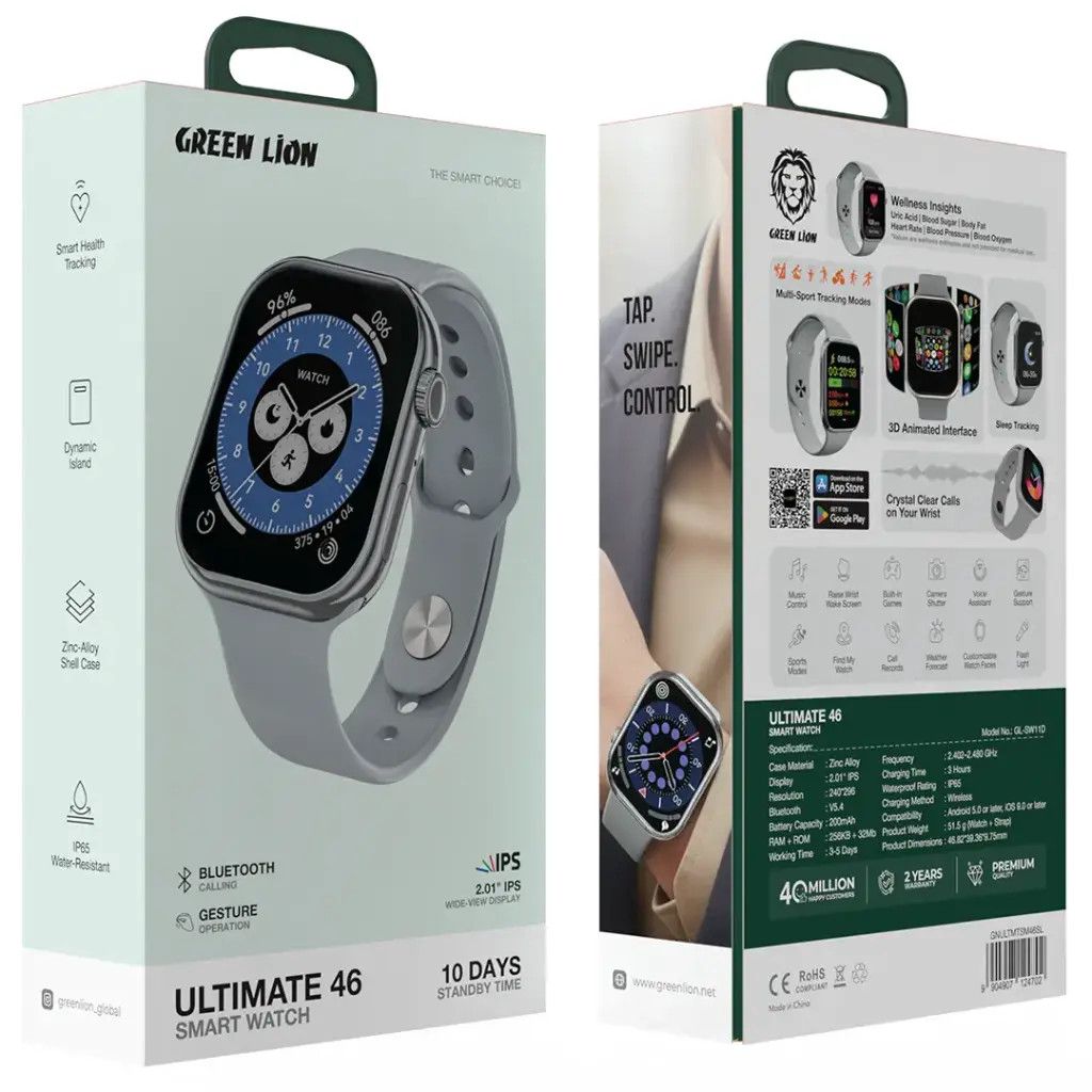 Green Lion Ultimate 46 Smart Watch Silver — Ağıllı saatlar və biləkliklər, Bakı (4)