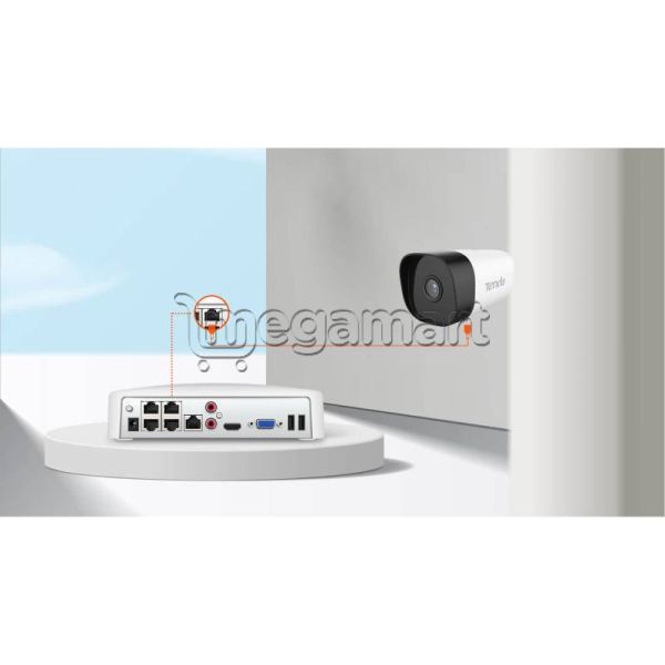 4 Kanal PoE HD Şəbəkə Video Qeydiyyatçı Tenda 4K UHD, H.265 (NVR N6P-4H) — Təhlükəsizlik sistemləri, Bakı (2)