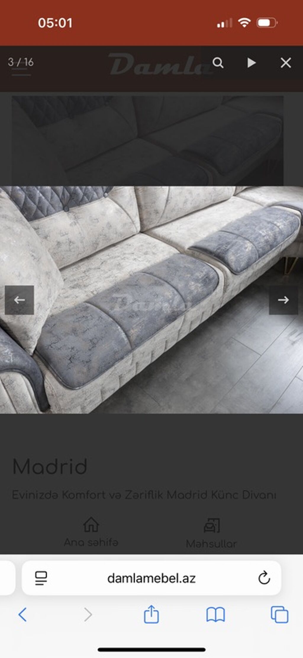 Madrid künc divanı - Dizayn: Müasir və zərif L formalı künc divan — Yumşaq mobilya dəstləri, Bakı (3)