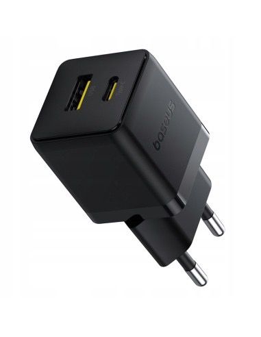 Baseus Palm Fast Charger C+U 30W EU Cluster Black + Mini Usb-c to Usb-c Cable 60W 1m — Bakı