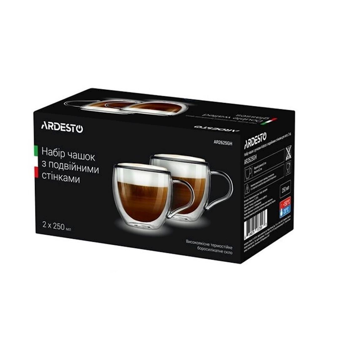 Fincanlar dəsti Ardesto 2 əd, 250 ml, şüşə, şəffaf — Mallar, Bakı (2)
