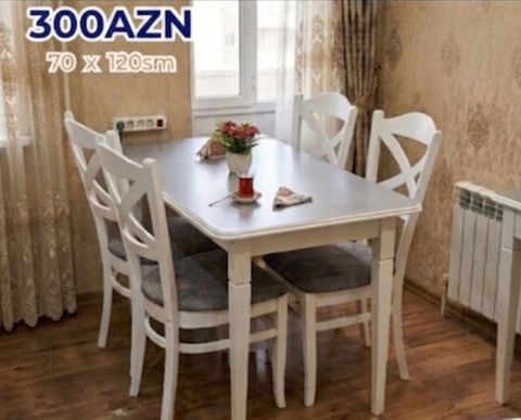 Mətbəx üçün, Yeni, Açılmayan, Dördbucaq masa, 4 stul — Bakı