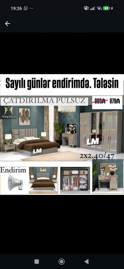 Yataq otağı dəsti – klassik-modern dizayn Dəst tərkibi: - Yumşaq — ucuz.mebel