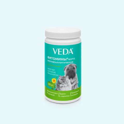 İt və pişiklər üçün vitaminlər Veda Fitomins Forte, allergiyaya qarşı, 200 əd — Bakı
