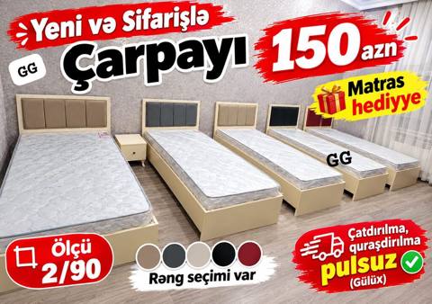 Yeni, Təknəfərlik çarpayı, Matras ilə — Mobilya