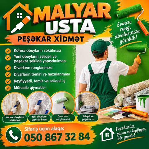 Universal Malyar Ustası Evinizi yeniləmək istəyirsiniz? — Bakı