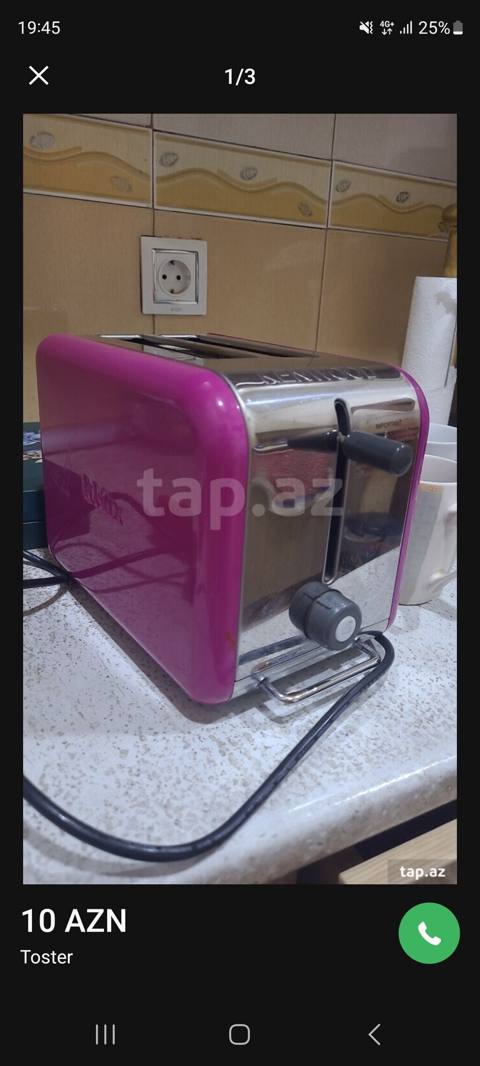 Mətbəx üçün elektrikli tost aparat - Tip: 2 dilimli tost aparatı — 10 ₼ · Bakı · Toster və vaflyasıcı Mətbəx üçün elektrikli tost aparat - Tip: 2 dilimli tost aparatı — Bakı