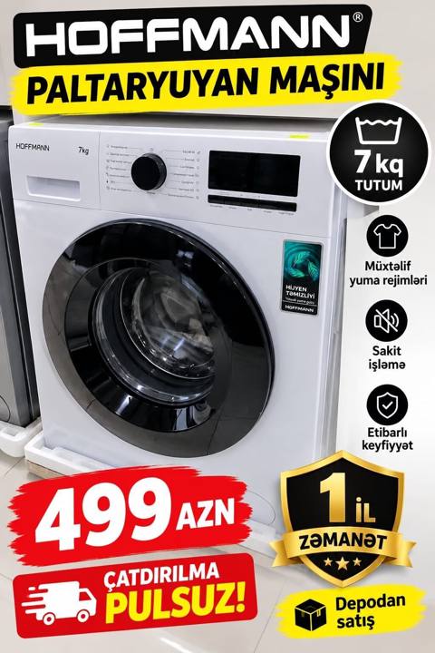 Hoffmann paltaryuyan maşını - Tutum: 7 kq - Müxtəlif yuma rejimləri — 499 ₼ · Bakı · Çamaşır maşınları Hoffmann paltaryuyan maşını - Tutum: 7 kq - Müxtəlif yuma rejimləri — Bakı