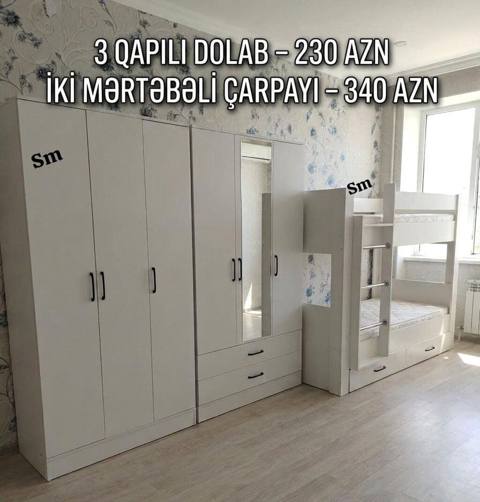Oğlan və qız üçün, Yeni, 2 təknəfərlik çarpayı, Dolab — Digah