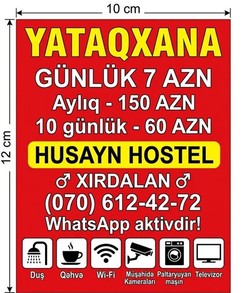 Yataqxana – Husayn Hostel (Xırdalan). Хостел. - Qiymətlər: gündəlik 7 — 7 ₼ · Xırdalan · Mənzil Yataqxana – Husayn Hostel (Xırdalan). Хостел. - Qiymətlər: gündəlik 7 — Xırdalan
