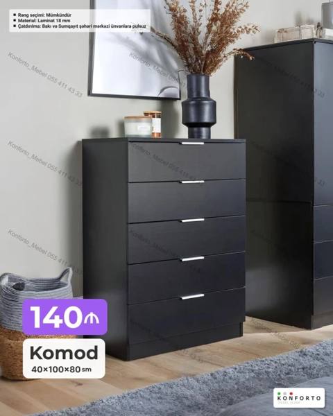 Məhsul: Komod - Ölçülər: 40 100 80 sm - Material: 18 mm laminat — შესანახი ავეჯი