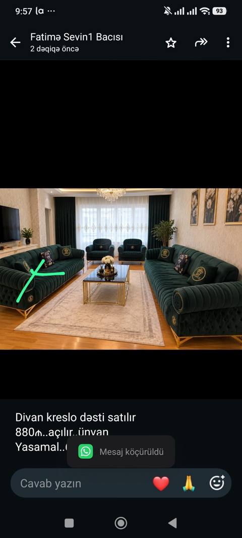 Divan kreslo dəsti satılır 880₼. açılır. ünvan Yasamal. 6018. Fatimə99 — 880 ₼ · Bakı · Yumşaq mobilya dəstləri Divan kreslo dəsti satılır 880₼. açılır. ünvan Yasamal. 6018. Fatimə99 — Bakı
