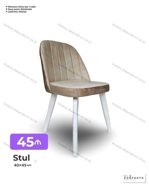 Stul – 40×45 sm - Yumşaq, parlaq teksturalı parça oturacaq və bel — Mebel