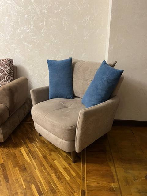 Geniş oturacaq sahəsi olan yumşaq kreslo - Rəng: açıq bej (nötral — Bakı