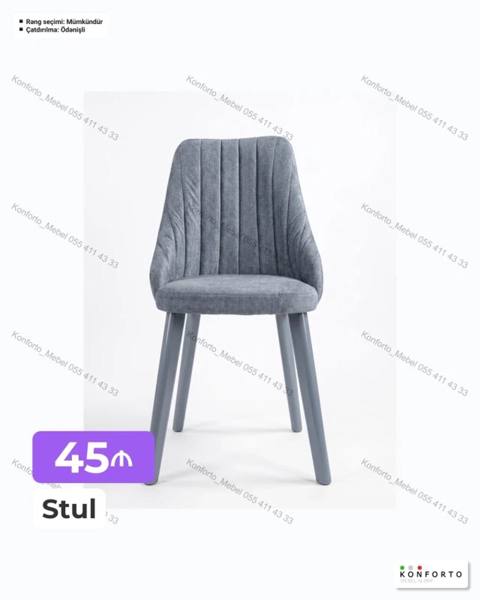 Müasir dizaynlı yumşaq oturacaqlı stul - Material: Parça üzlü — Bakı