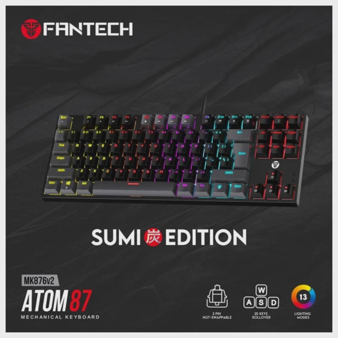Fantech Atom87 MK876 V2 RGB Mechanical Keyboard Sumi Edition — Kompüterlər və noutbuklar, Bakı (5)