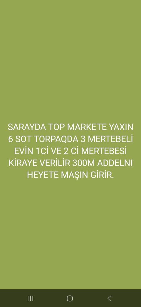 Saray qəsəbəsində, Top Marketə yaxın, 6 sot torpaq sahəsində yerləşən — Saray