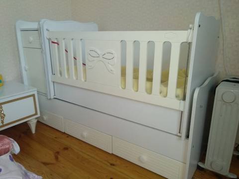Uşaq beşiyi – funksional kombi model - Rəng: ağ - Material — 50 ₼ · Digah · Bəşikləri Uşaq beşiyi – funksional kombi model - Rəng: ağ - Material — Digah
