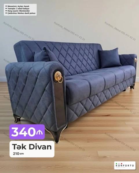 Tək divan – 210 sm - Açılan, bazalı mexanizm: gündəlik oturma və — რბილი ავეჯი