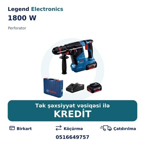 Elan başlığı: Akkumulyatorlu perforator 1800 W Elan mətni: Legend — Kırıcı deliciler