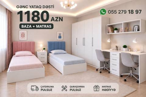 Gənc yataq dəsti – funksional və harmonik dizayn Komplektin tərkibi — 1 180 ₼ · Bakı · Uşaq mebeli dəstləri Gənc yataq dəsti – funksional və harmonik dizayn Komplektin tərkibi — Bakı